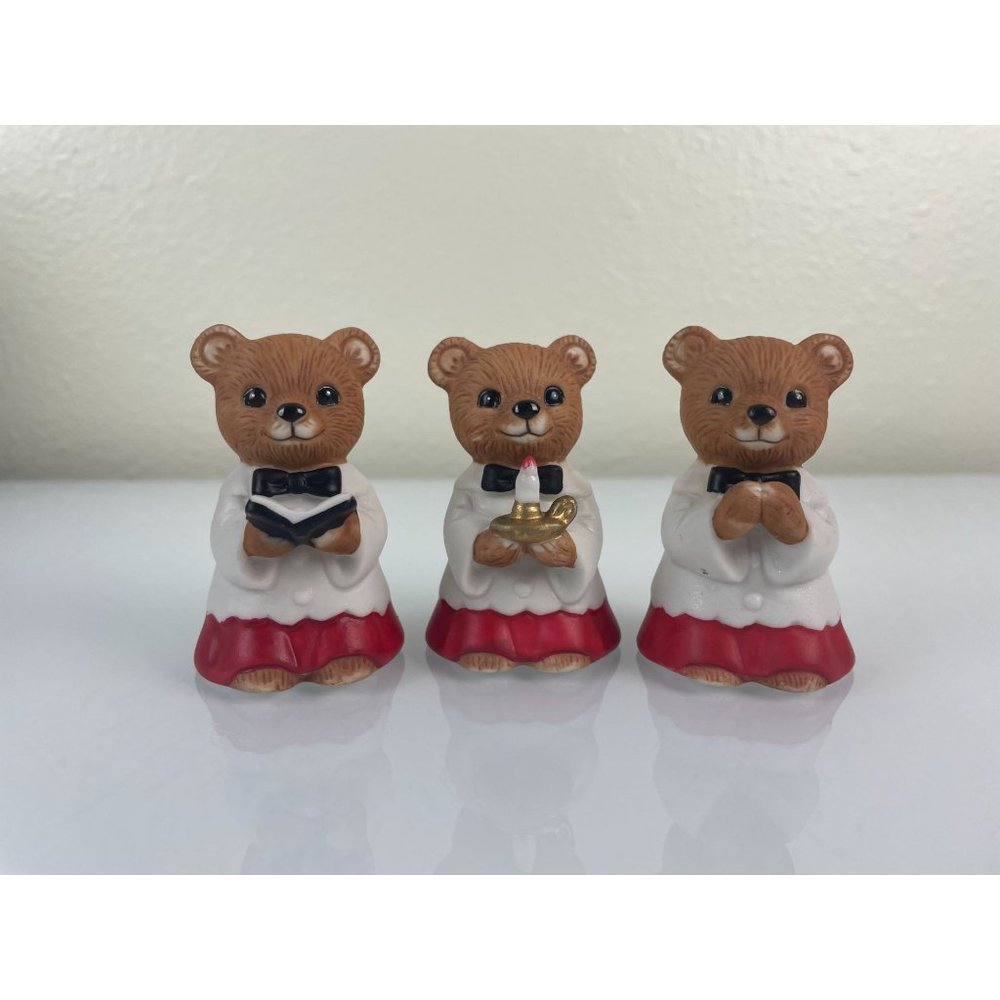 Set of 3 Homco Christmas Choir Robe Bears Ceramic Figures #5100, Holiday Decor - Picture 3 of 11